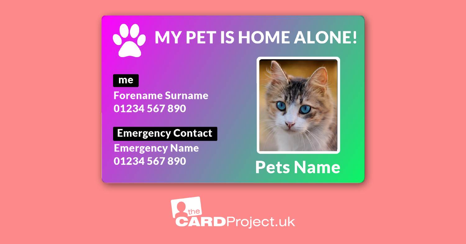 My Pet is Home Alone Photo Card, Emergency Contact Design